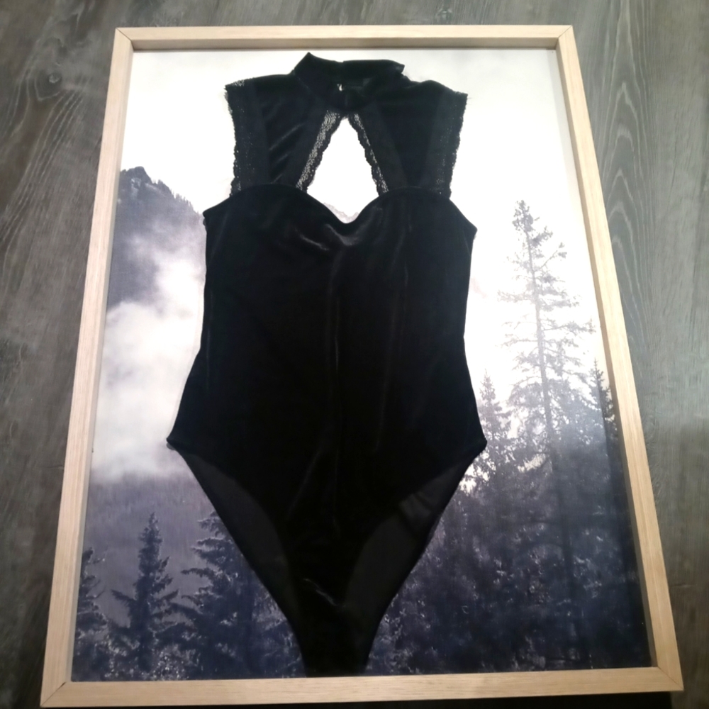 Black velvet bodysuit